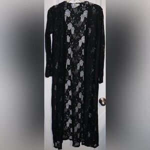 Jasmine Like New Black Lace Long Cardigan